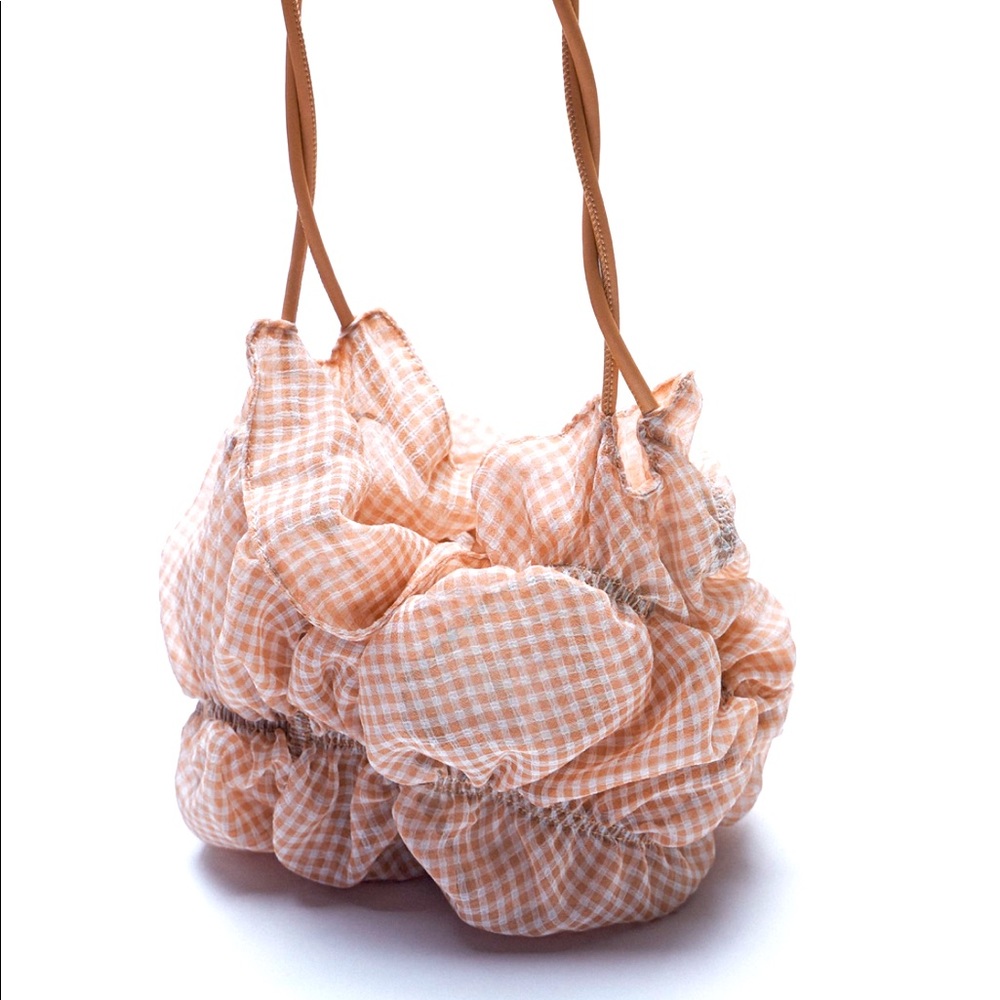 Zara new with tags Gingham Organza bag pin and blue - Picture 2 of 6